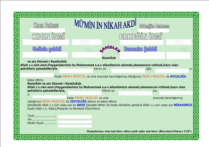 Dini Nikah Belgesi